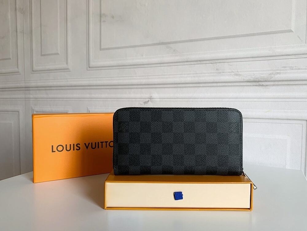 Louis Vuitton Black Textured Zip Around Long Wallet